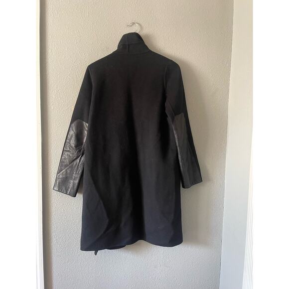 VINCE ASYMMETRIC MOCK NECK WOOL BLEND BLACK COAT‎ - Picture 10 of 14